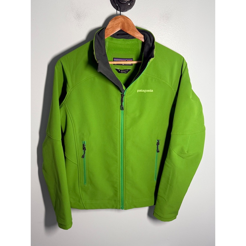 Patagonia Adze Hybrid Softshell Jacket Womens Small Lime Green Full Zip Fleece